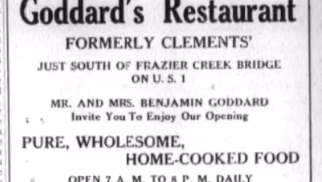A newspaper ad announcing the change from Clement's to Goddard's, May 8, 1947.