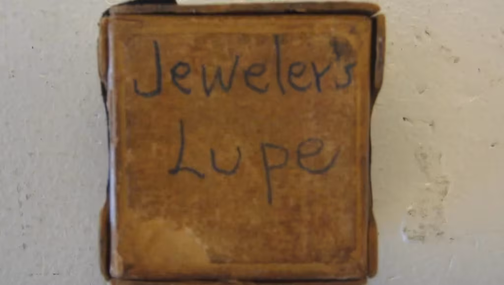 The Smith Jewelers' loupe box, used in Stuart in the 1920s.