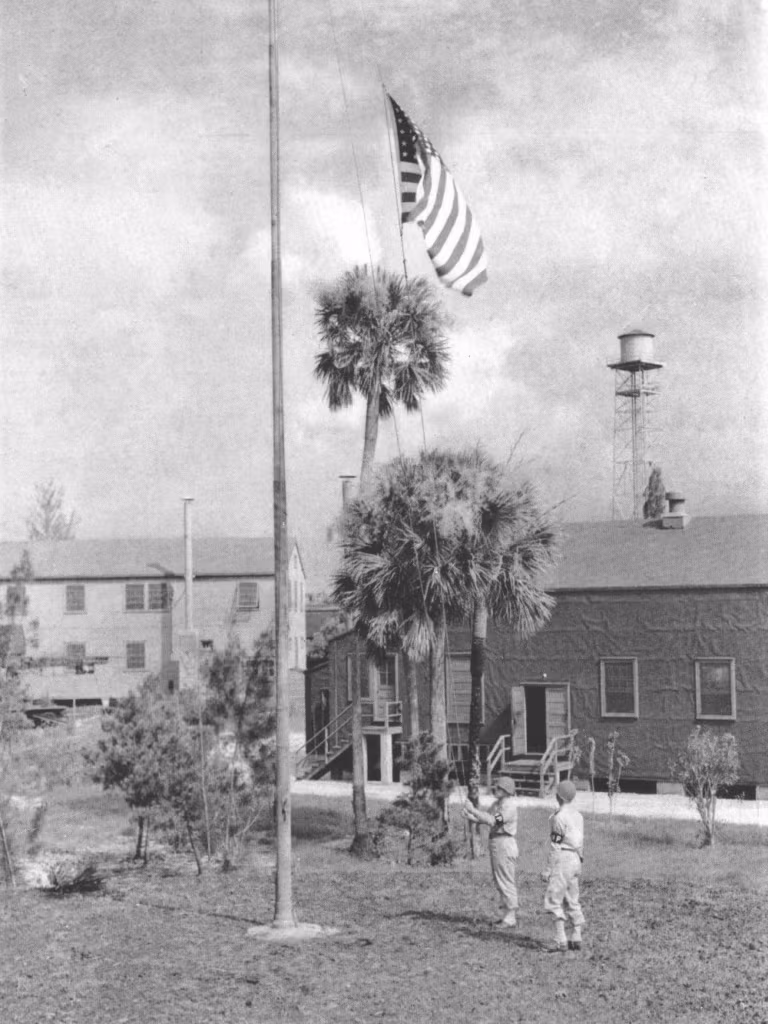 Camp Murphy, showing administration buildings and flagpole in 1943.