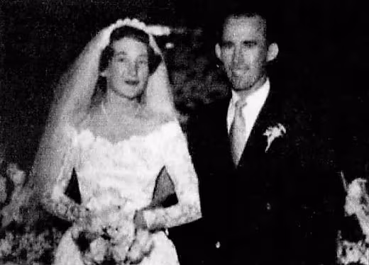 Shirley and Forrest (Richard Bellew), their wedding in June 1951 in California.